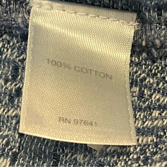 Pure Jill Indigo 100% Cotton Blue Textured Snap Up Drawstring Pockets Blazer S - Picture 8 of 8